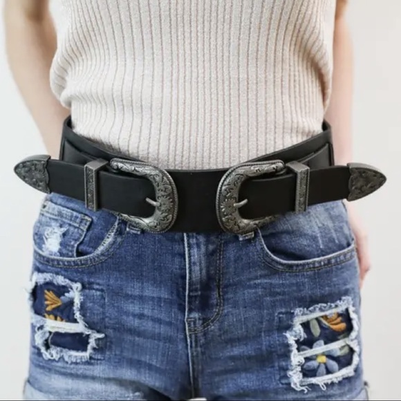 Accessories - Black Double Western Buckle Belt | Rodeo
